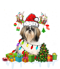 Lhasa Apso Dog Santa Reindeer Funny Christmas Lights Dog Gift T-Shirt