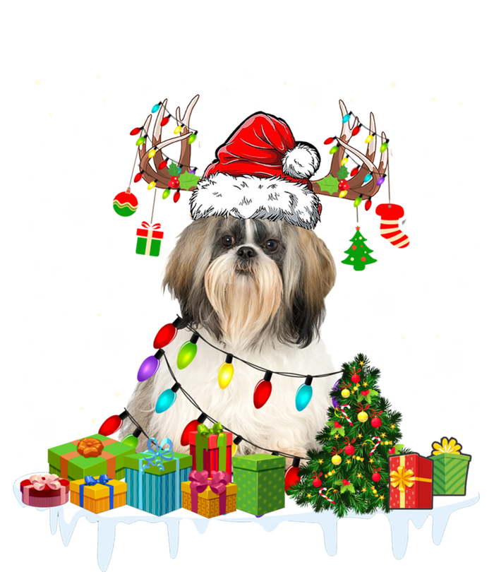 Lhasa Apso Dog Santa Reindeer Funny Christmas Lights Dog Gift T-Shirt