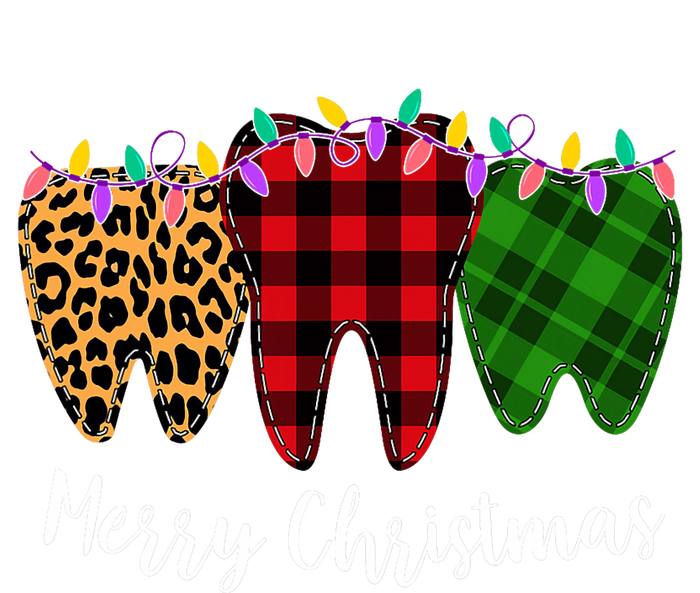 Christmas Tooth Dentist Dental Assistant Teeth Leopard Plaid Full-Length Apron With Pockets