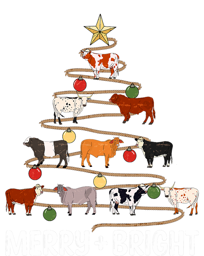 Cow Christmas Tree Western Merry And Bright Family Pajama T-Shirt