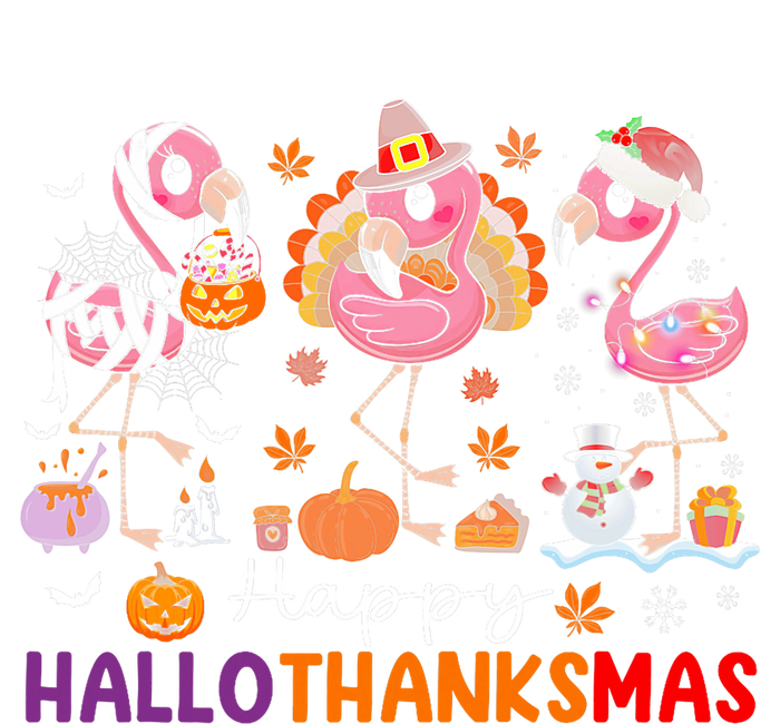 Flamingo Halloween Merry Christmas Happy Hallothanksmas T-Shirt