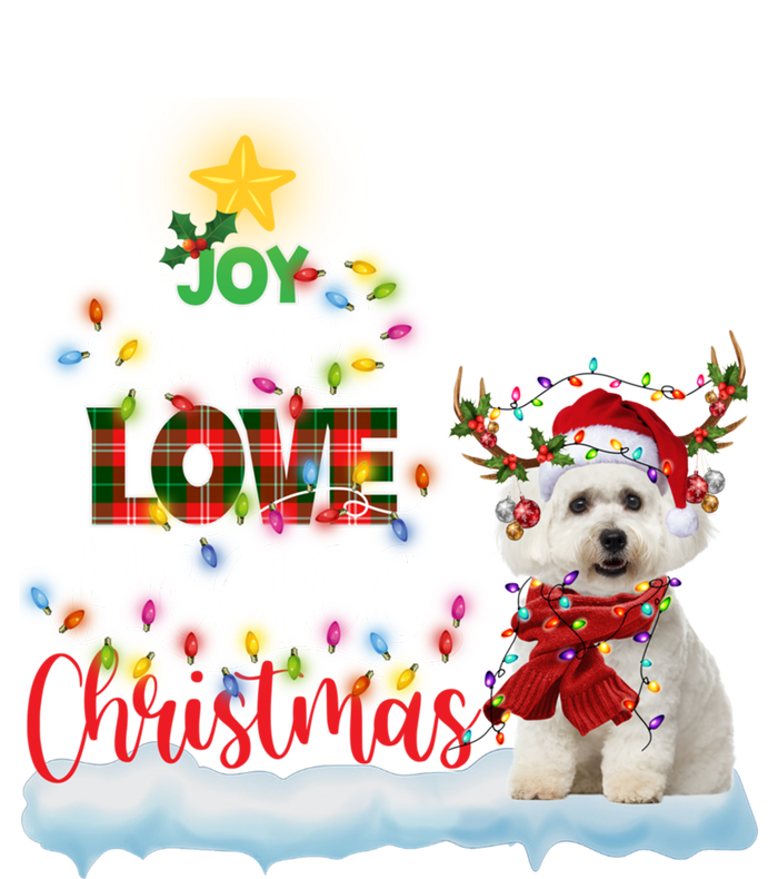 Maltese Dog Santa Hat Reindeer Costume Christmas Light Gift T-Shirt