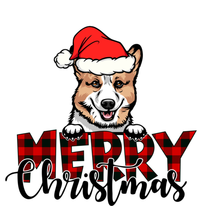 Merry Christmas Corgi Dog Christmas Red Plaid Santa Hat Xmas Gift T-Shirt