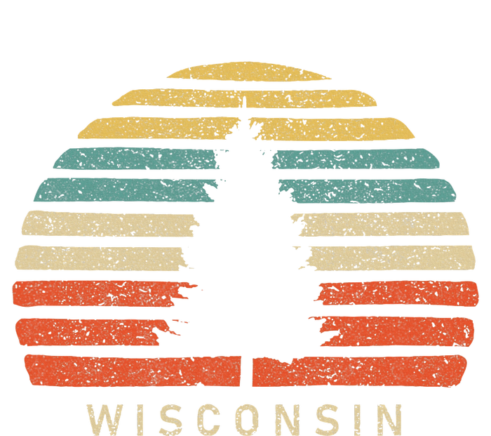 Retro Sunset Wisconsin Pine Tree T-Shirt