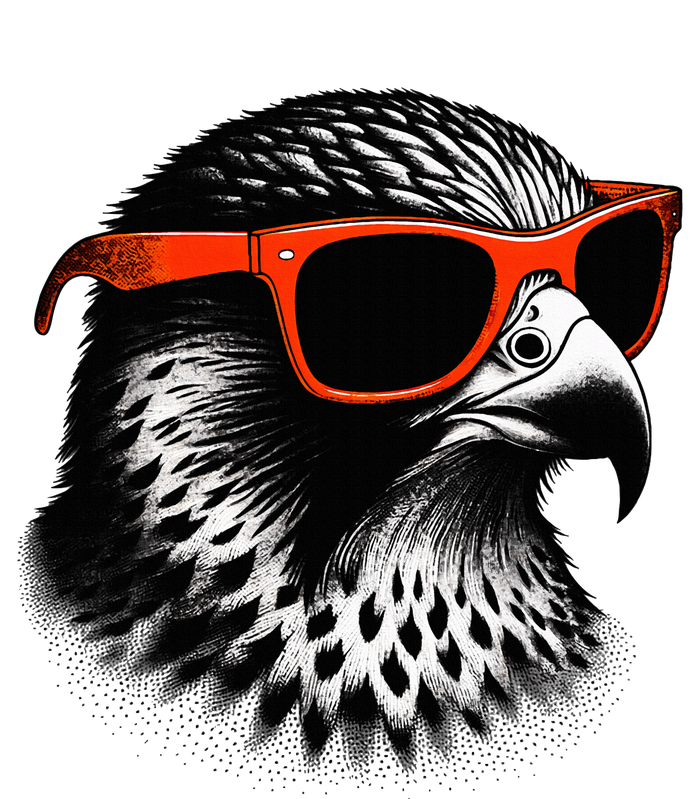 Cool Falcon Bird Wearing Sunglasses Graphic Art T-Shirt