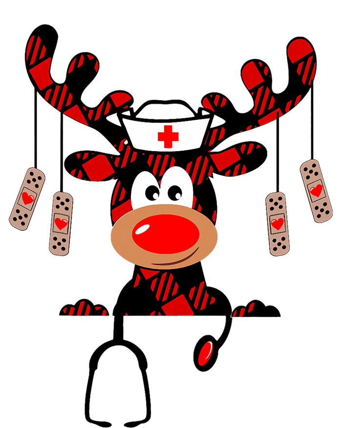 Nurse Christmas Reindeer Nurse Plaid Nicu Rn Lpn Scrub Top Flat Bill Trucker Hat