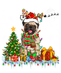 Santa Reindeer Pug Christmas Tree Lights Dog Lover Owner Gift Women's V-Neck T-Shirt