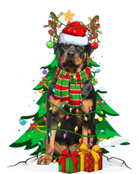 Santa Reindeer Rottweiler Dog Xmas Tree Lights Christmas Pjs Gift Women's Flannel Pajama Set