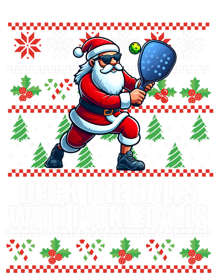 Funny Deck The Halls Ugly Christmas Sweater Pickleball Memes Bella+Canvas Jersey Crop Tee