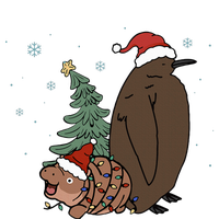 Moo Deng And Pesto Christmas Tree Cute Xmas Hippo T-Shirt