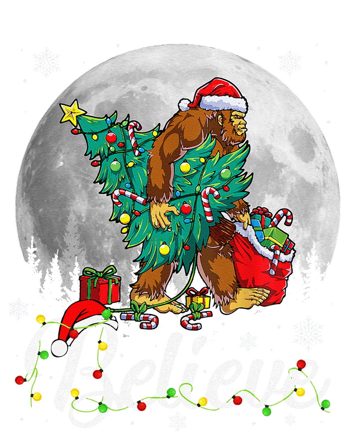 Santa Bigfoot Christmas Lights Funny Sasquatch Believe Xmas T-Shirt