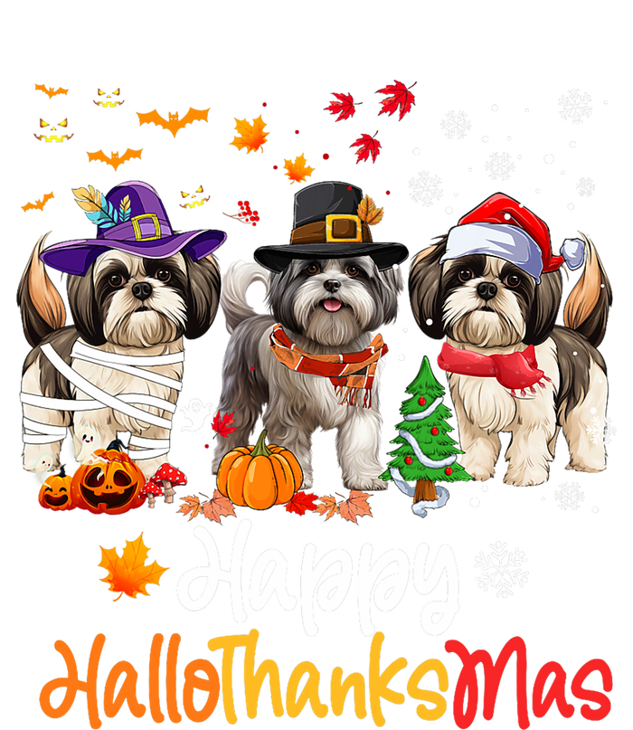 Shih Tzu Dog Halloween Christmas Happy Hallothanksmas Long Sleeve Shirt