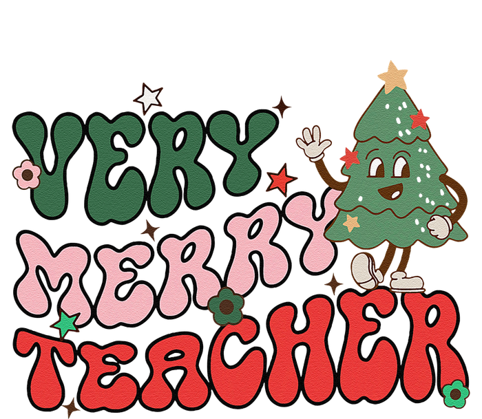 Very Merry Teacher Christmas Xmas Lights Funny Holiday Retro Cooling Performance Crew T-Shirt