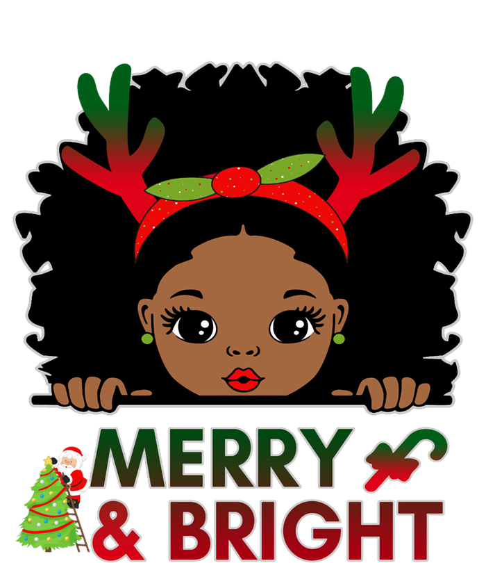 Black Girl Reindeer Santa Claus Christmas Merry And Bright T-Shirt