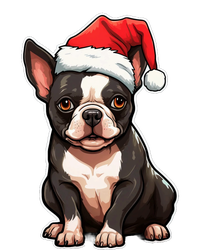 Boston Terrier Dog Wearing Santa Hat Xmas Holiday Christmas Pom Pom 12in Knit Beanie