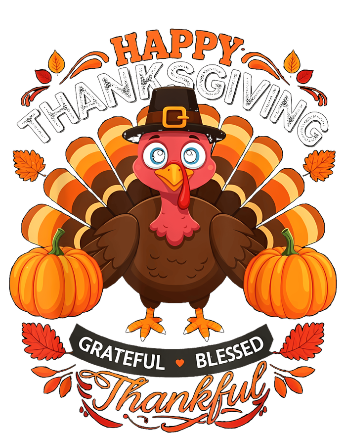 Happy Thanksgiving Turkey Grateful Blessed Grateful T-Shirt