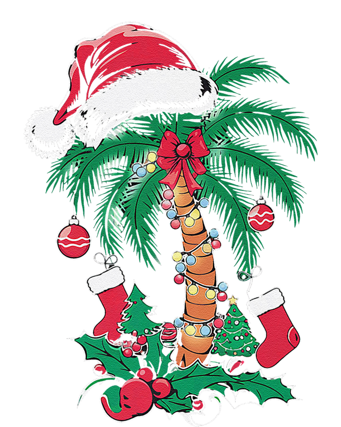 Merry Beachmas Santa Christmas Palm Tree Funny Xmas Tall Long Sleeve T-Shirt