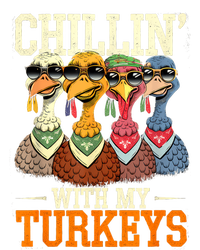 Funny Family Thanksgiving Chillin With My Turkeys Womens Cotton Relaxed Long Sleeve T-Shirt