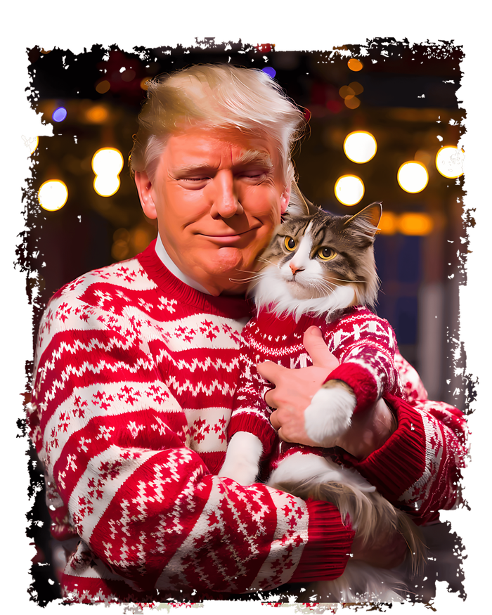 Funny Trump Christmas Sweater For Cat Lovers Xmas Pajamas T-Shirt