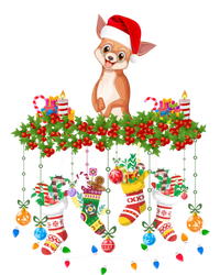 Xmas Light Santa Hat With Xmas Socks Chihuahua Dog Lovers Cool Gift T-Shirt