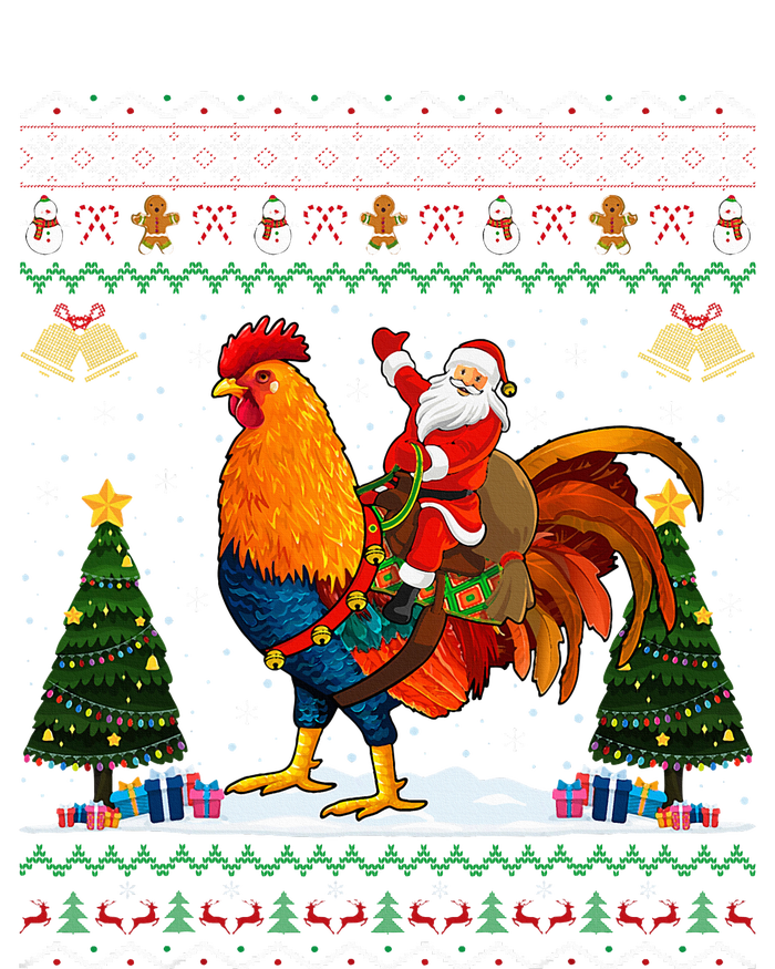 Rooster Ugly Xmas Gift Santa Riding Rooster Christmas T-Shirt