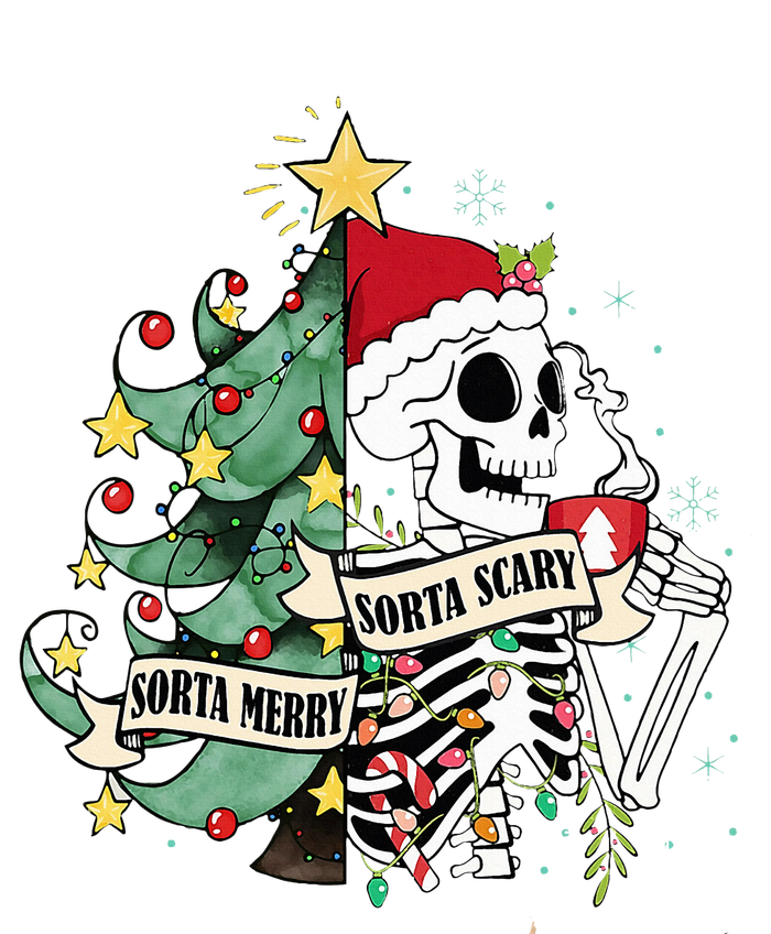 Sorta Merry Sorta Scary Skeleton Hot Cocoa Christmas Pajamas Women's Pullover Hoodie