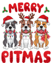 Merry Pitmas Pitbull Dog Santa Hat Xmas Lights Christmas Gift T-Shirt