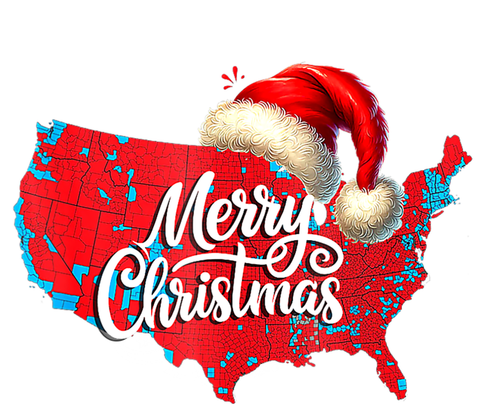 Trump Election Map Merry Christmas Holiday Santa Hat Xmas T-Shirt