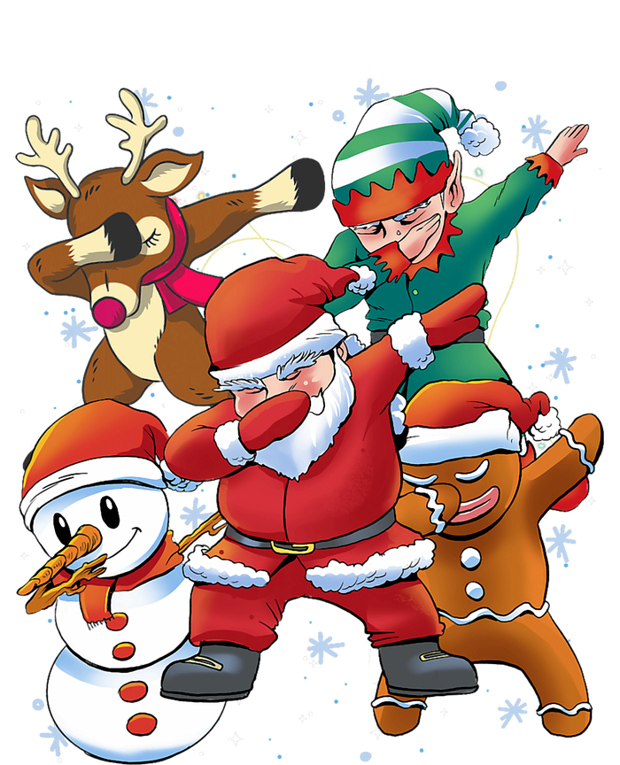 Christmas Dabbing Santa Elf Deer Gingerbread Man & Snowman T-Shirt