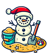 Christmas In July Sand Snowman Santa Hat Shovel Xmas Beach T-Shirt