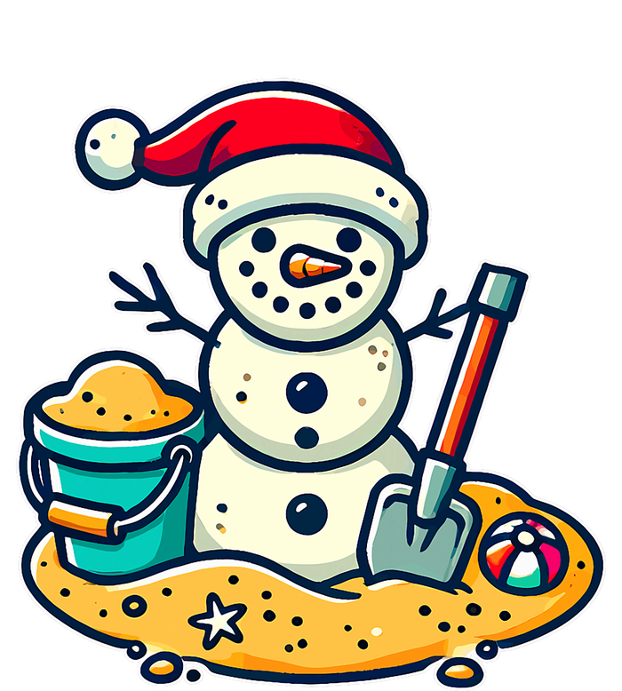 Christmas In July Sand Snowman Santa Hat Shovel Xmas Beach T-Shirt