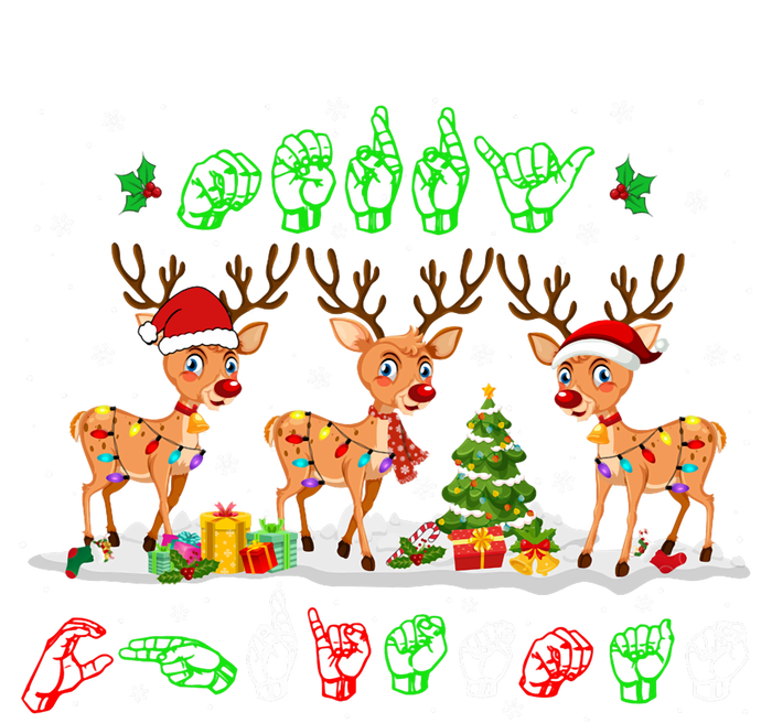 Christmas Lights Merry Christmas Reindeer Asl Sign Language T-Shirt