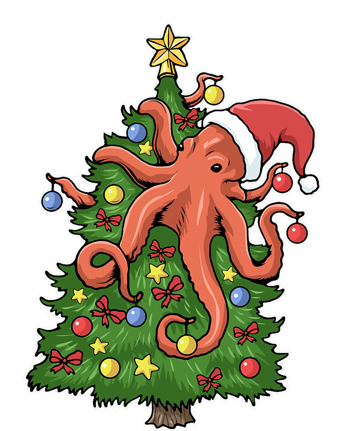 Christmas Octopus Kraken Squid Merry Christmas Tree Hooded Wearable Blanket