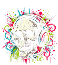 Skull Wearing Headphones Grunge Gamer Rainbow Graffiti T-Shirt