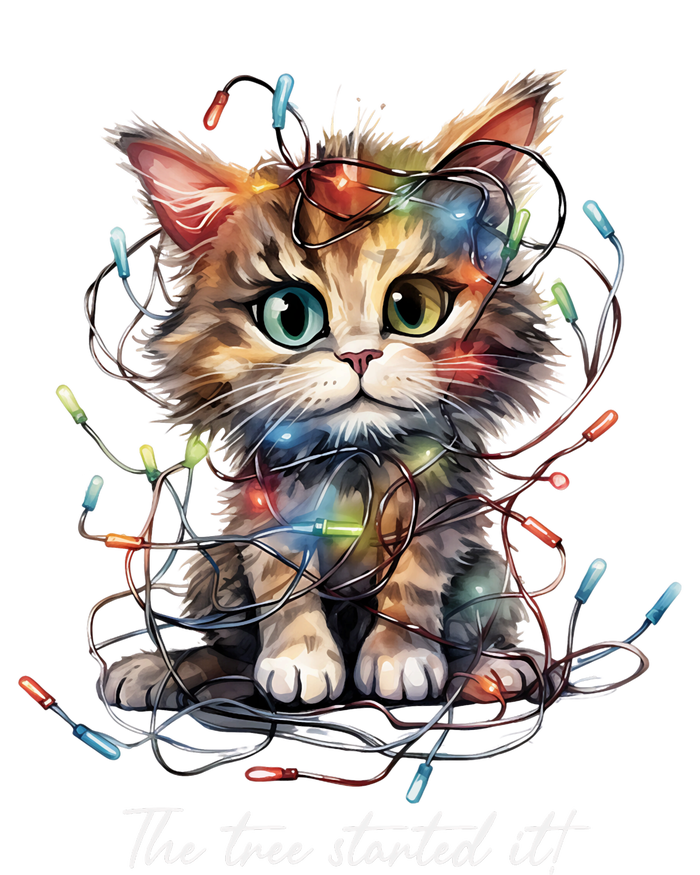 Christmas The Tree Started It! Funny Xmas Cat In Holiday Lig Sweatshirt