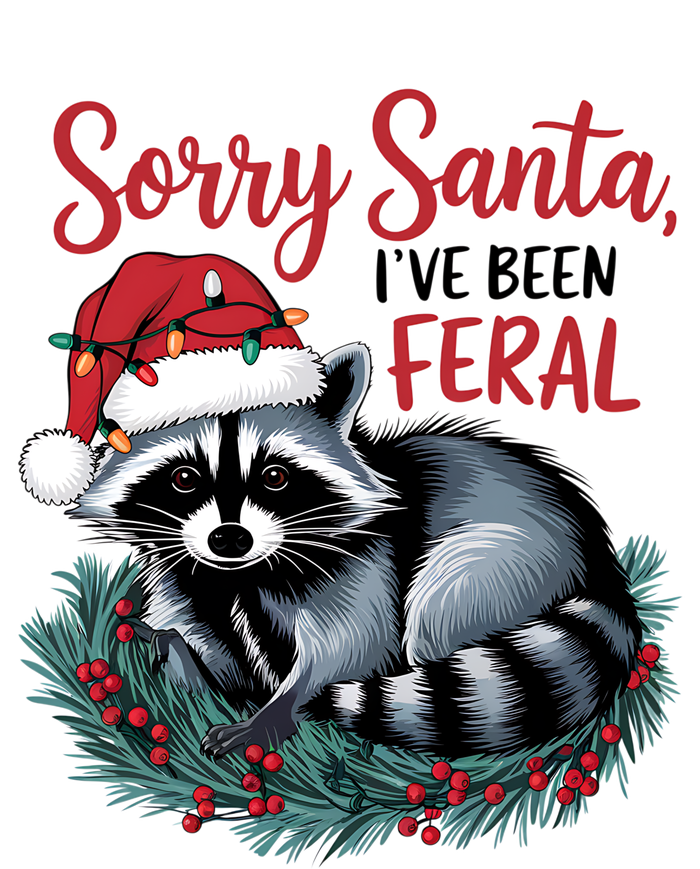 Sorry Santa IVe Been Feral Christmas Holiday Raccoon High Crown Mesh Back Trucker Hat