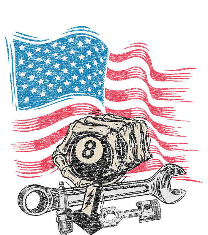 Mechanic Auto Car Repair American Flag Vintage Graphic T-Shirt