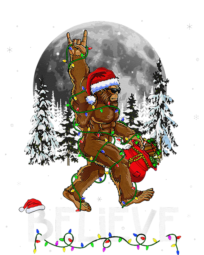 Santa Bigfoot Christmas Lights Funny Sasquatch Believe Xmas T-Shirt