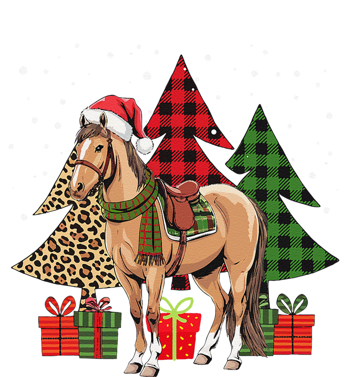 Funny Horse Christmas Pajamas Tree Plaid Xmas T-Shirt