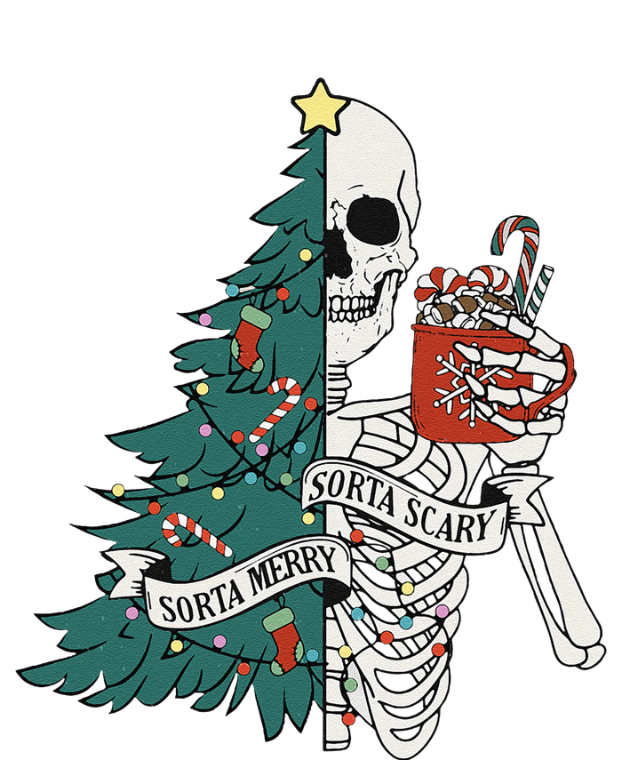 Funny Christmas Sorta Merry Sorta Scary Skeleton Xmas Tree Hoodie