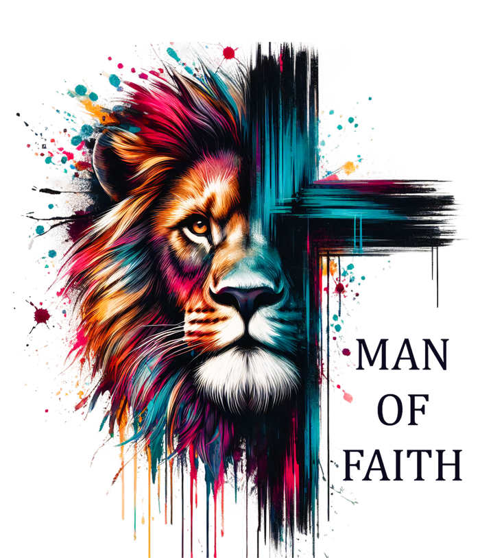 Man Of Faith Lion Jesus Christ Design Performance Sprint T-Shirt