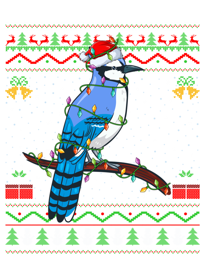 Xmas Lights Ugly Style Santa Blue Jay Bird Christmas Funny Gift T-Shirt