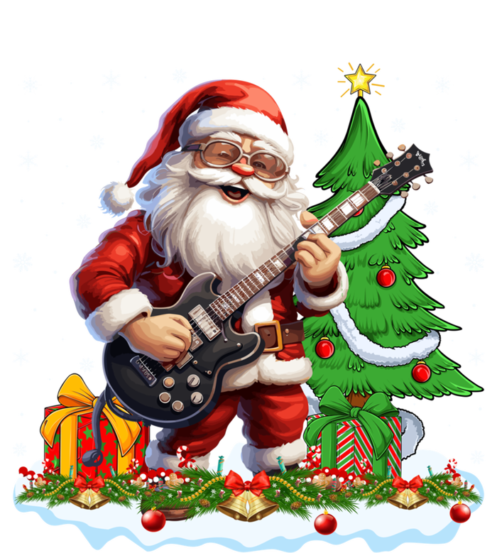 Xmas Tree Lights Guitarist Santa Playing Guitar Christmas Gift T-Shirt