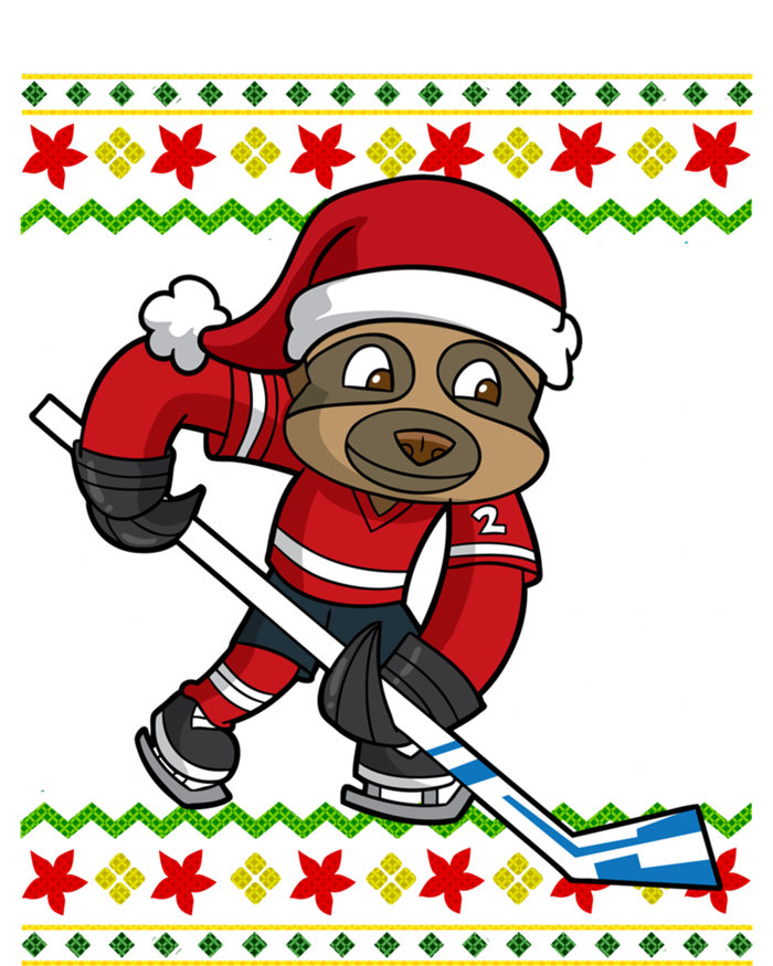 Ugly Christmas Sloth Hockey Player Gift T-Shirt