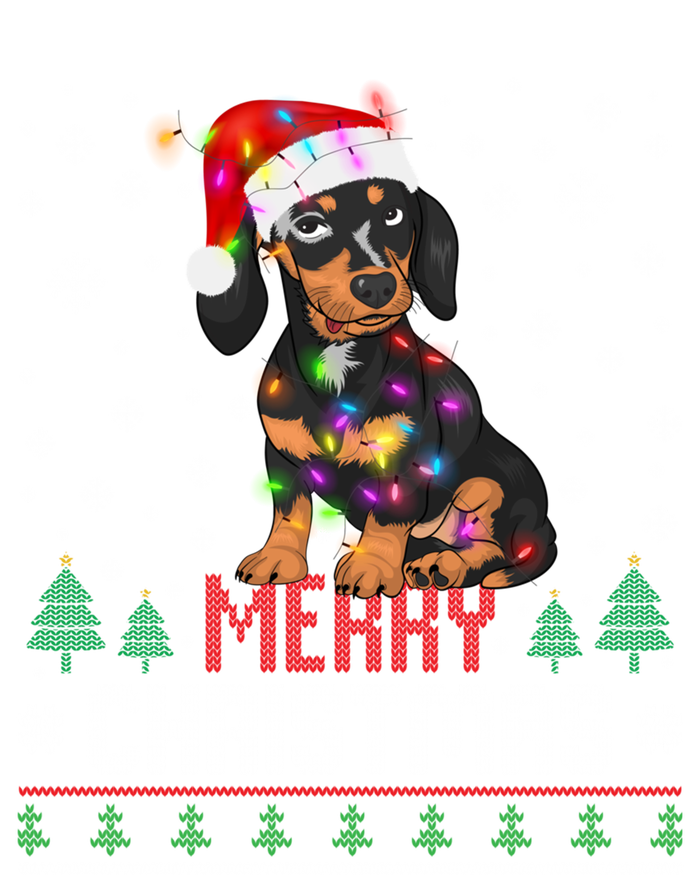 Ugly Funny Merry Christmas Dachshund Dog Santa Hat Lights Great Gift T-Shirt