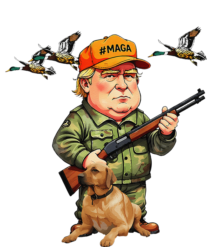 Trump With Dog Duck Waterfowl Hunting Camo President Trump T-Shirt