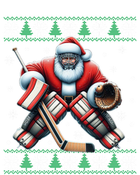 Santa Playing Ice Hockey Ugly Christmas Tree Snowflakes Xmas Gift Short Acrylic Beanie