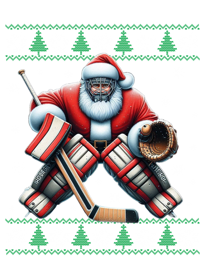 Santa Playing Ice Hockey Ugly Christmas Tree Snowflakes Xmas Gift Short Acrylic Beanie