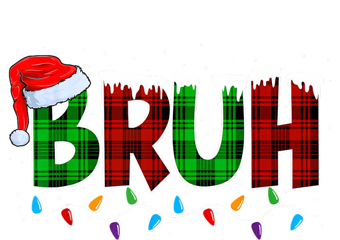 Bruh Funny Christmas Buffalo Plaid Xmas Pajamas V-Neck T-Shirt