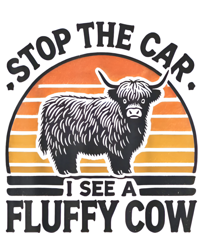 Stop The Car I See Fluffy Cow Retro Highland Cow Lover Funny Baby Bodysuit